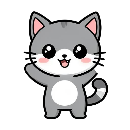 Mika the cat Mika the cat, a playful cartoon cat with whiskers and a curled tail